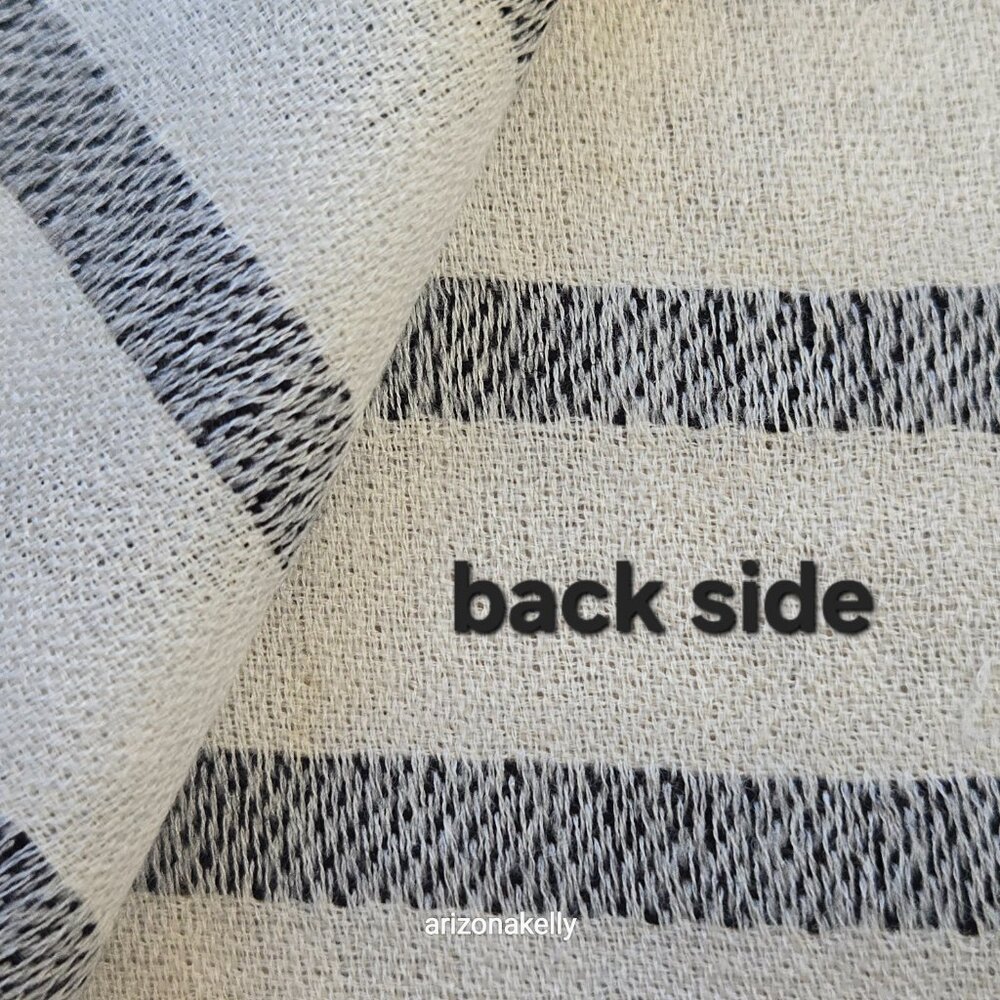 Ivory Cashmere Scarf With Black Stripes - Picture 7 of 16